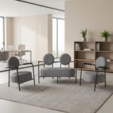 Venüs Ofis ve İş Yeri Bekleme Koltuk Takımı - Soft Kumaş - Metal Siyah İskelet - Açık Gri
