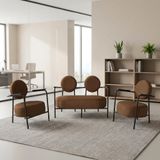 Venüs Ofis ve İş Yeri Bekleme Koltuk Takımı - Soft Kumaş - Metal Siyah İskelet - Kahverengi