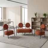 Venüs Ofis ve İş Yeri Bekleme Koltuk Takımı - Soft Kumaş - Metal Siyah İskelet - Kiremit