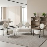 Venüs Ofis ve İş Yeri Bekleme Koltuk Takımı - Soft Kumaş - Metal Siyah İskelet - Kırık Beyaz