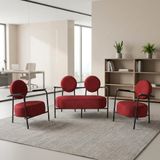 Venüs Ofis ve İş Yeri Bekleme Koltuk Takımı - Soft Kumaş - Metal Siyah İskelet - Kırmızı