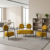 Venüs Ofis ve İş Yeri Bekleme Koltuk Takımı - Soft Kumaş - Metal Siyah İskelet - Sarı