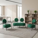 Venüs Ofis ve İş Yeri Bekleme Koltuk Takımı - Soft Kumaş - Metal Siyah İskelet - Yeşil