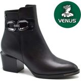 Venüs Rani Deri Topuklu Ortopedik Kadın Bot - Siyah