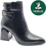 Venüs Sazreen Hakiki Deri Ortopedik Topuklu Kadın Bot - Siyah