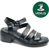 Venüs Selef Hakiki Deri Comfort Ortopedik Kadın Sandalet - Siyah