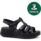 Venüs Virrig Hakiki Deri Comfort Ortopedik Kadın Sandalet - Siyah