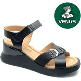 Venüs Vollig Hakiki Deri Comfort Ortopedik Kadın Sandalet - Siyah