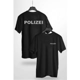 venüsdijital Polızeı Reflektör Gece Işıkta Parlayan Baskılı Siyah Tshirt