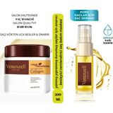 Venuxeell Kolajen Saç Bakım Maskesi 500 ml Onarıcı Durulanan Yıpranmış Saçlar İçin Maca Özü Onarıcı Saç Bakım Yağı 50 ml Argan ve Maca Özlü Durulanmayan Krem Yıpranmış Saçlara Özel