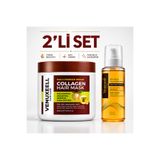 Venuxeell Kolajen Saç Bakım Seti Saç Maskesi 500 ml + Argan Yağlı Onarıcı Serum 50 ml Kuru Yıpranmış Saçlar İçin