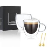 VENVENWEAVS Espresso Bardak Seti 4,5 ml Elle Üflemeli Espresso Çekimleri Cam, Hediye Kutusunda Çift Duvar Expresso Kahve Kupaları, Espresso, Latte, Cappuccinos, Çay Poşeti, Meyve Suyu için Mükemmel