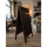 Veo Store Ahşap Ayaklı Menü Panosu - Çift Taraflı Tebeşir Tahtası - Kafe Restoran Tipi Kara Tahta (100X50CM) - Kahverengi