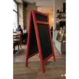 Veo Store Ahşap Ayaklı Menü Panosu - Çift Taraflı Tebeşir Tahtası - Kafe Restoran Tipi Kara Tahta (100X50CM) - Kırmızı