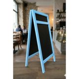 Veo Store Ahşap Ayaklı Menü Panosu - Çift Taraflı Tebeşir Tahtası - Kafe Restoran Tipi Kara Tahta (100X50CM) - Mavi
