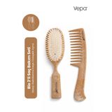 Vepa 2’li Bio Set (503 990) - Ahşap Katkılı Dolaşık Açıcı Saç Fırçası ve Tarak