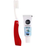 Vepa Pocket Seyahat Seti | Katlanabilir Diş Fırçası ve 15 ml Diş Macunu - Kırmızı - Beyaz