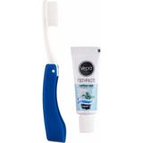 Vepa Pocket Seyahat Seti | Katlanabilir Diş Fırçası ve 15 ml Diş Macunu - Mavi - Beyaz