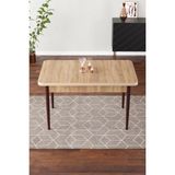 Vera 70X110 Mdf Meşe Desen Metal Ayaklı Sabit Üst Kalite Mutfak Masası, Yemek Masası, Salon Masası
