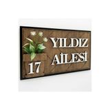 Vera Atolye Kişiselleştirilebilir Ahşap Kapı İsimliği - 23 x 13,5 cm Modern Aile İsmi ve Kapı Numarası Tabelası
