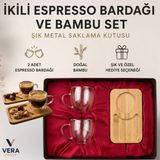 Vera Çift Cidarlı Espresso Bardağı Seti (2’li) – Bambu Altlık Sunum & Hediyelik Metal Saklama Kutulu - Saydam