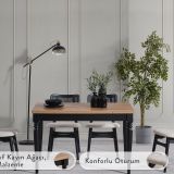 Vera Çizilmez Açılır Masa Takımı, Ceviz Siyah, 120X80