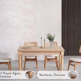 Vera Çizilmez Açılır Masa Takımı, Meşe, 120X80