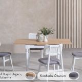 Vera Çizilmez Açılır Masa Takımı, Meşe Beyaz, 70X80