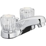 Vera Concept Store 10-B421-AV Iki Saplı Banyo Lavabo Bataryası, Akrilik Yuvarlak Topuzlu Cilalı Krom