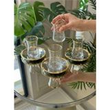 Vera Concept Store 12 Parça 6 Kişilik Gold Metal Çerçeveli Çay Seti – 6 Bardak 6 Metal Tabak – Lüks Sunum