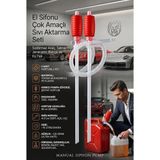 Vera Concept Store 2 Adet Profesyonel Manuel Sıvı Transfer Sifon Pompası Seti - Benzin, Mazot, Yağ, Su ve Kimyasal Uyumlu Taşınabilir Çiftli El Pompası (56 cm Hortum, Da