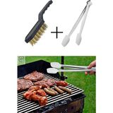 Vera Concept Store (2li Kamp Seti Paslanmaz Çelik Izgara Maşası Mangal Barbekü Temizleme Tel Fırçası -Piknik Kamp Set