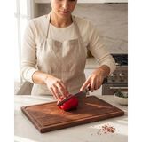 Vera Concept Store 40 x 27,5 cm Yekpare Masif Tek Parça Doğal Ahşap Oluklu Kesme Sunum Et Ekmek Sebze Doğrama Tahtası Koyu Ceviz Rengi Iroko Afrika Ağacı 20 mm Kalınlık