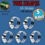 Vera Concept Store 5 Adet Hortum Kelepçesi Tork Ayarlı 10X16 mm Paslanmaz Çelik Boru Metal Kelepçe Ayarlanabilir Klips