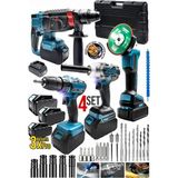 Vera Concept Store 58V Profesyonel Şarjlı 4'lü Set, Batarya Enerjili, Darbeli Matkap, Hilti, Taşlama, Somun Sıkma, 3 Akülü