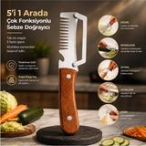 Vera Concept Store 5'i 1 Arada Çok Fonksiyonlu Paslanmaz Çelik Sebze Doğrayıcı Rende Dilimleyici Soyucu Kesici ve Şişe Açacağı Gri