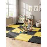 Vera Concept Store 6 Parça 50X50 Puzzle Mat - 100X150 cm Kurulumlu Oyun Spor Matı Puzzle Halı Tatami 13M (Sarı-Siyah)