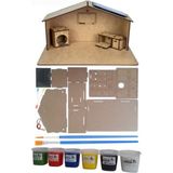 Vera Concept Store Artlantis Boyanabilir Güneş Enerjili Ev Yapım Seti 1 Paket Güneş Paneli Mantar LED Lamba Mdf Ev Maketi Akrilikboya Resim Fırçası Deney Proje
