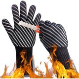 Vera Concept Store Barbekü Eldiveni, 1800 ° F Isıya Dayanıklı Izgara Eldiveni, Nefes Alabilir Bambu Elyaf, Barbekü Için Uzun Mutfak Eldiveni, Pişirme, Pişirme, Kesilmeye