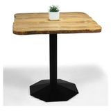 Vera Concept Store Doğal Ağaç Masif Kütük Masa Yemek Masası (Metal Ayak) 75 cm x 75 cm - 75 x 75 cm