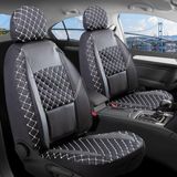 Vera Concept Store Fiat Egea Cross ile Uyumlu Lüx Yarı Deri Oto Koltuk Kılıfı Ön Arka Takım Alpine Serisi Siyah Beyaz