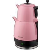 Vera Concept Store Goldmaster Demlika Pembe Xl Geniş Hazneli Damlatmaz Paslanmaz Çelik Çay Makinesi ve Su Isıtıcısı, 2 Litre Hazne, 1,4 Litre Demlik