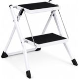Vera Concept Store Katlanabilir Metal Basamaklı Tabure Merdiven, 2 Basamaklı Kaymaz Yüzeyli 150 kg Kapasiteli Kompakt Katlanır Ev Ofis Mutfak Banyo Depo Için Hafif Taşın