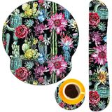 Vera Concept Store Klavye Bilek Desteği ve Fare Altlığı Bardak Altlıklı Bilek Destek Seti, Kaymaz Pu Taban Ergonomik Oyun Mousepad Ev Ofis Çalışma Için Kolay Yazma ve Ağ
