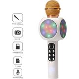 Vera Concept Store LED Işıkli Şarjlı Kablosuz Karaoke Mikrofon Bluetooth Hoparlör Ses Değiştirme Sd Kart USB Girişli Beyaz WS-1816