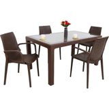 Vera Concept Store Mandella Elit Rattan 90X150 4 Kişilik Nirvana Koltuk Camlı Masa Takımı Kahverengi