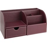 Vera Concept Store Masaüstü Düzenleyici,kalemlik,kumandalık,küpbloknotluk,tabletlik,kitaplık,6 Gözlü,çekmeceli,desktop Organizer,vegan,24,5 * 13 * 12