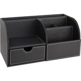 Vera Concept Store Masaüstü Düzenleyici,kalemlik,kumandalık,küpbloknotluk,tabletlik,kitaplık,6 Gözlü,çekmeceli,desktop Organizer,vegan,24,5 * 13 * 12,siyah