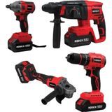 Vera Concept Store RDX3004 Akülü 4'lü Makine Seti, 20V, 3X4.0AH Akü, Darbeli Matkap, Vidalama Matkabı, Impact Wrench, Avuç Taşlama, Kömürsüz Motor