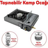 Vera Concept Store Taşınabilir Portatif Kamp Ocağı Tekli Tek Gözlü Kartuşlu Piknik Tüp Bağlantılı Gezi Ocak Gri Renk